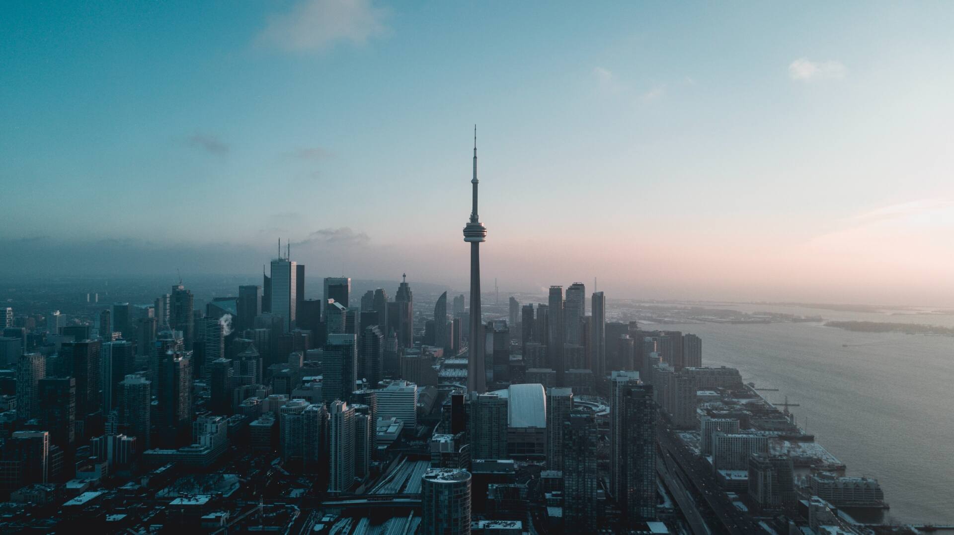 A hero image of a Toronto skyline with CN tower in the centre
